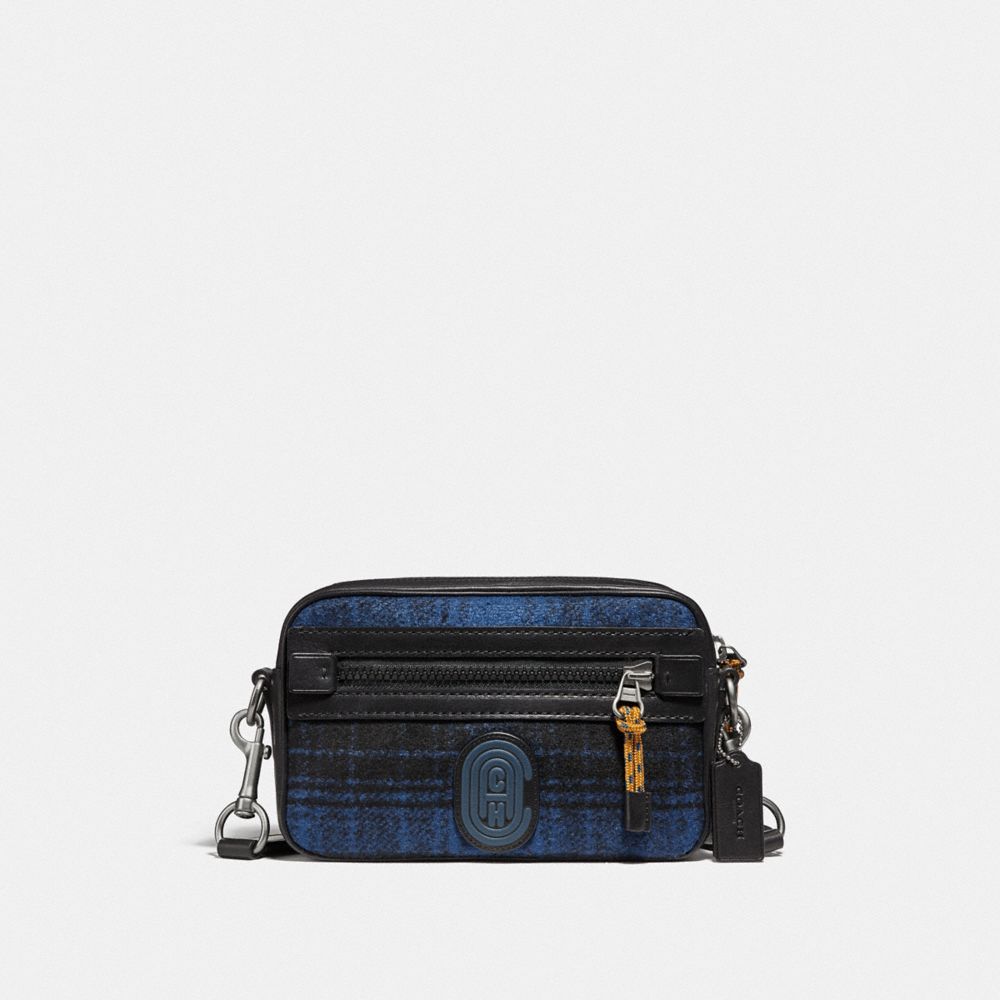COACH®,ACADEMY CROSSBODY WITH COACH PATCH,wool,LH/Blue/Black,Front View