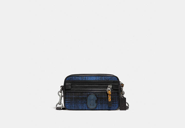 COACH®,ACADEMY CROSSBODY WITH COACH PATCH,wool,LH/Blue/Black,Front View