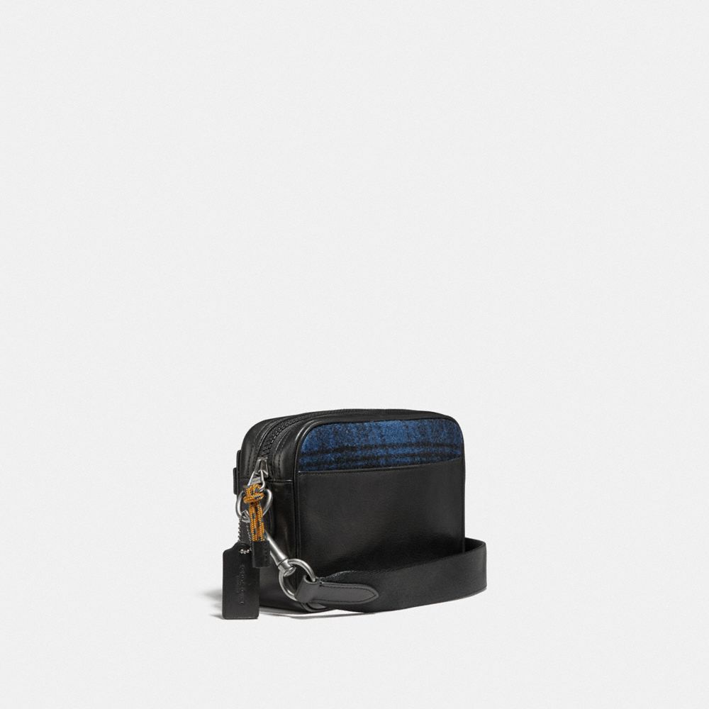 COACH®,ACADEMY CROSSBODY WITH COACH PATCH,wool,LH/Blue/Black,Angle View