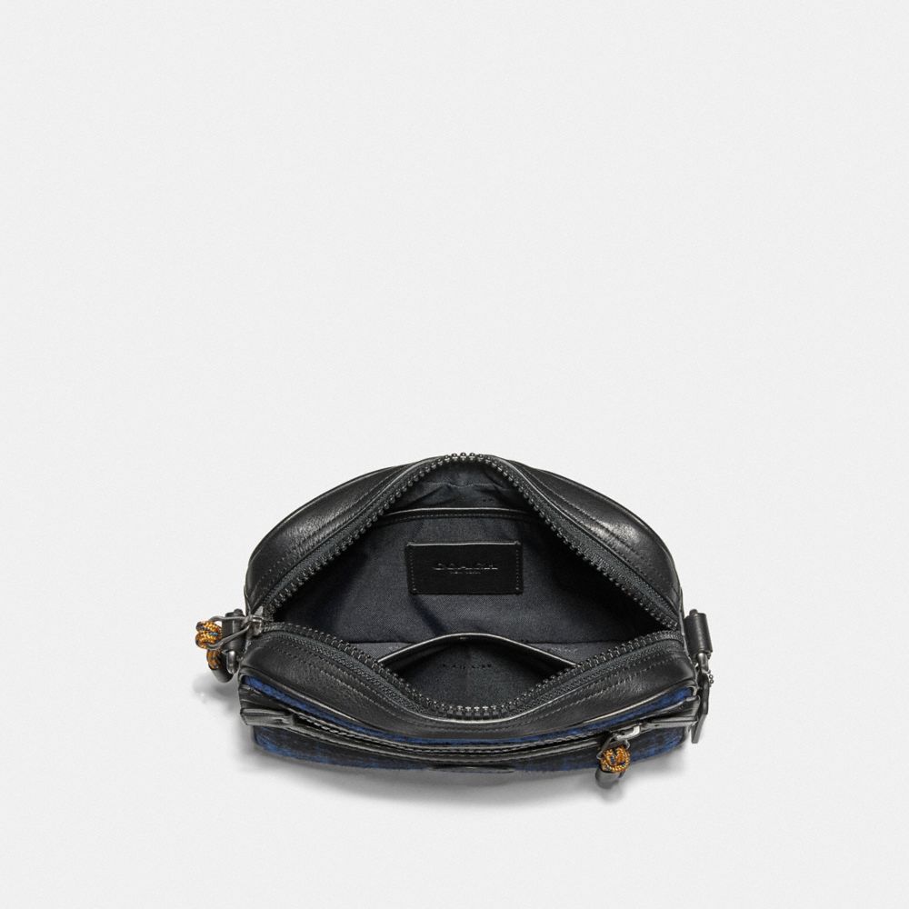 COACH®,ACADEMY CROSSBODY WITH COACH PATCH,wool,LH/Blue/Black,Inside View,Top View