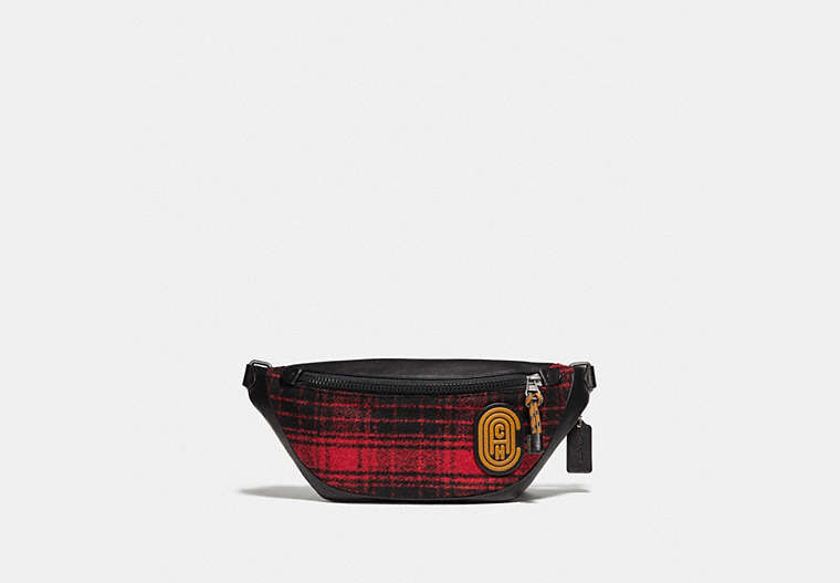 COACH®,RIVINGTON BELT BAG WITH COACH PATCH,wool,Small,LH/Red/Black,Front View image number 0