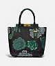 COACH®,TROUPE TOTE WITH KAFFE FASSETT PRINT,Leather,Large,Brass/Green Multi,Front View