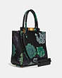 COACH®,TROUPE TOTE WITH KAFFE FASSETT PRINT,Leather,Large,Brass/Green Multi,Angle View