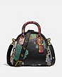 COACH®,MARLEIGH SATCHEL WITH KAFFE FASSETT PRINT,Leather,Large,Brass/Green Multi,Front View