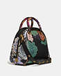 COACH®,MARLEIGH SATCHEL WITH KAFFE FASSETT PRINT,Leather,Large,Brass/Green Multi,Angle View