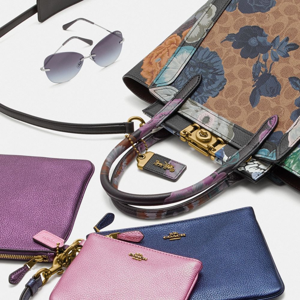 COACH®,Troupe Tote In Signature Canvas With Kaffe Fassett Print,,Angle View