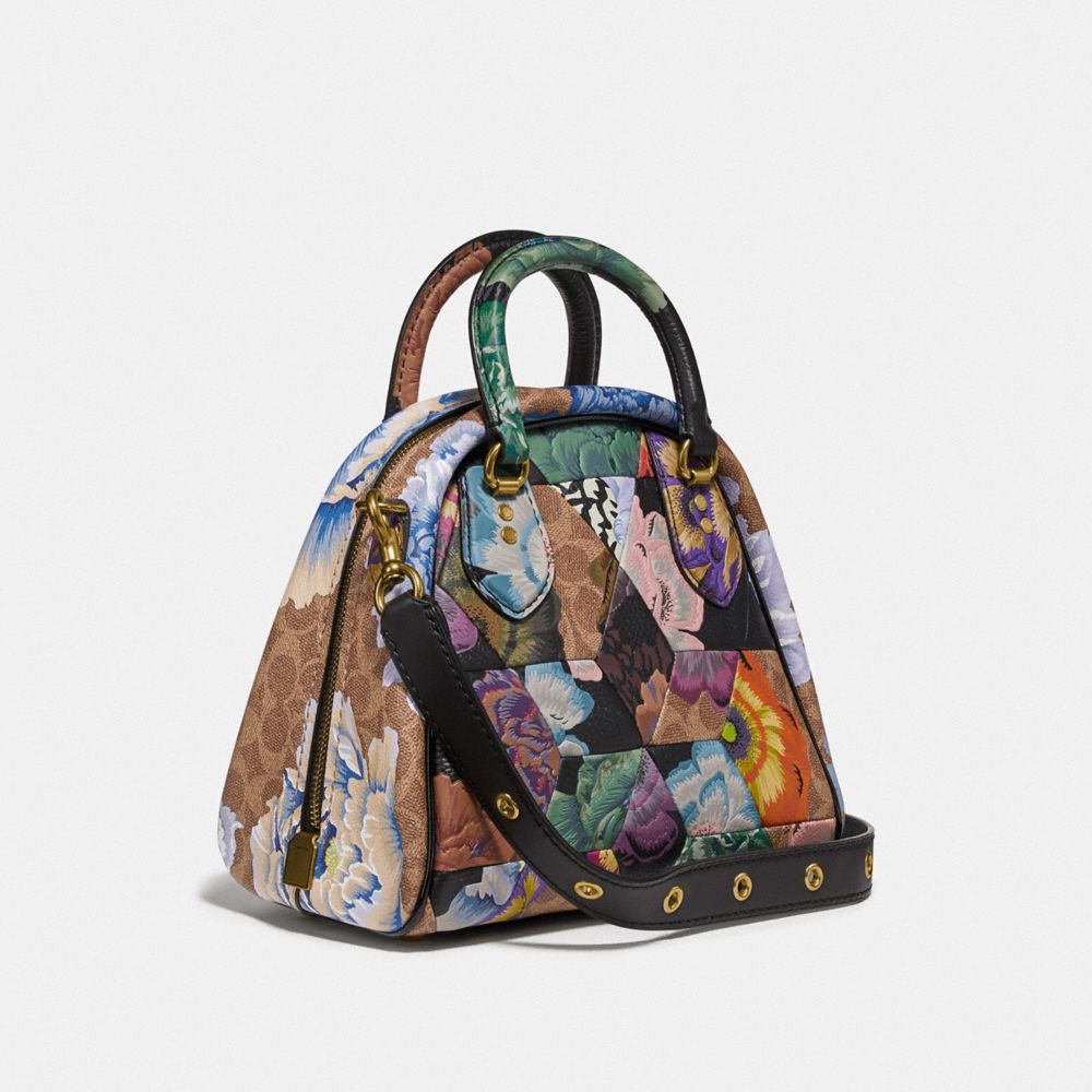 Marleigh Satchel In Signature Canvas With Patchwork Kaffe Fassett Print