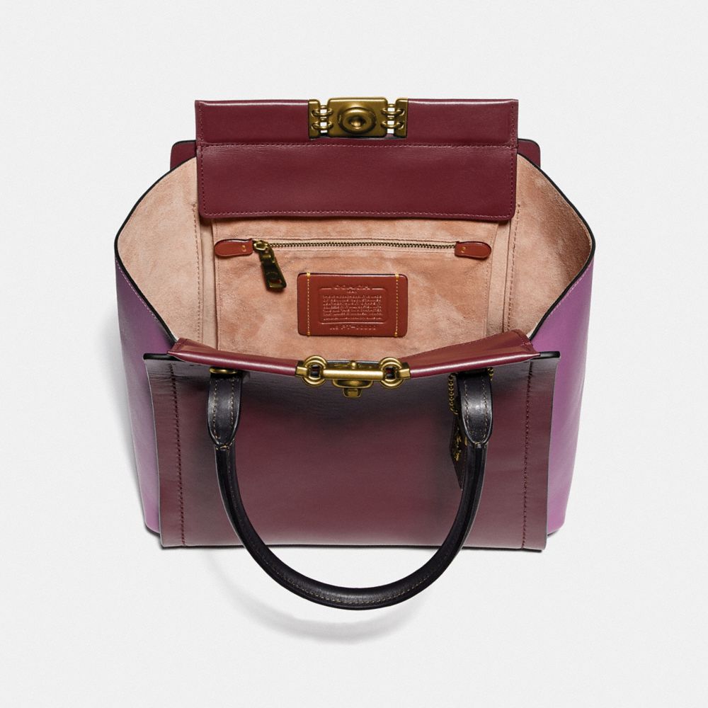 COACH®,FOURRE-TOUT TROUPE EN COLORBLOCK,Cuir,Laiton/multicolore cerise,Inside View,Top View