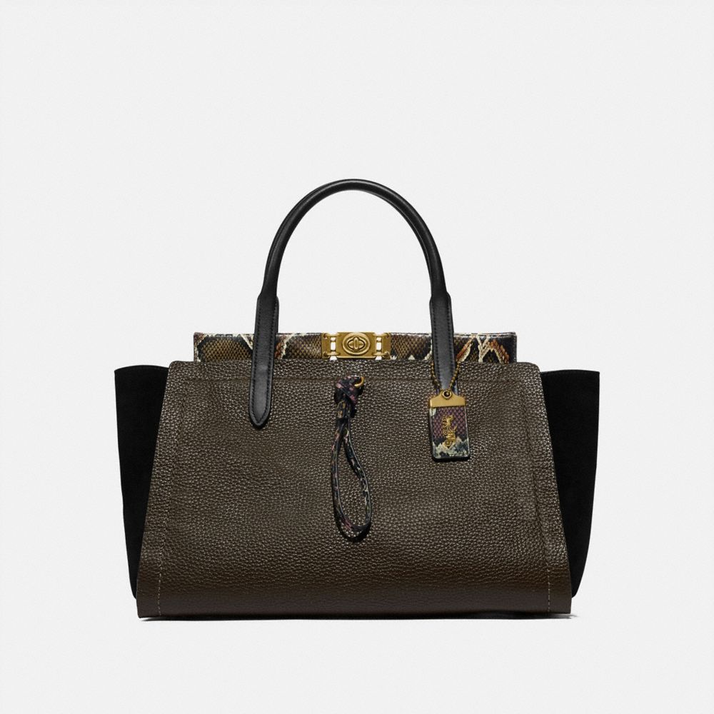 COACH GB Troupe Carryall 35 In Colorblock With Snakeskin Detail