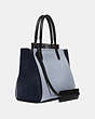 COACH®,TROUPE TOTE IN COLORBLOCK WITH SNAKESKIN DETAIL,Leather,Large,Pewter/Mist Multi,Angle View