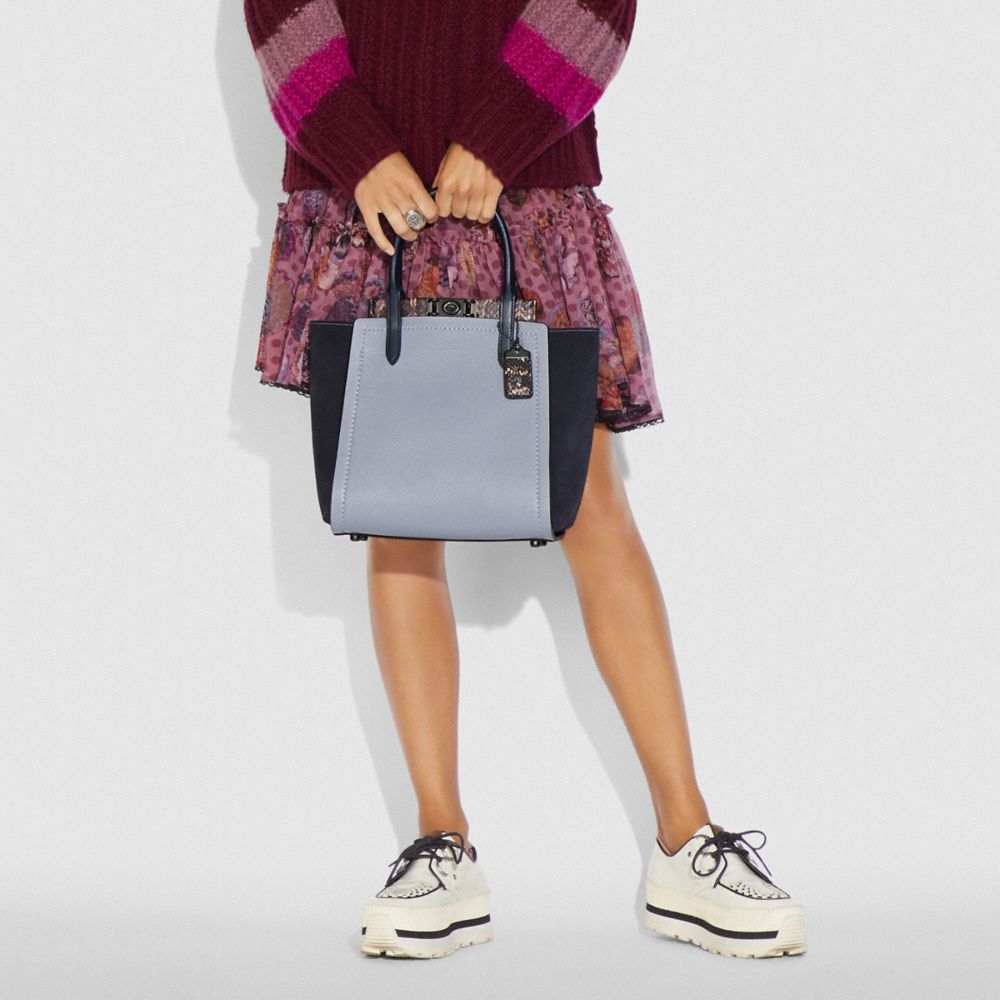 Troupe Tote In Colorblock With Snakeskin Detail