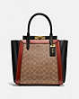COACH®,TROUPE TOTE IN SIGNATURE CANVAS,pvc,Large,Brass/Tan/Rust,Front View