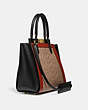 COACH®,TROUPE TOTE IN SIGNATURE CANVAS,pvc,Large,Brass/Tan/Rust,Angle View