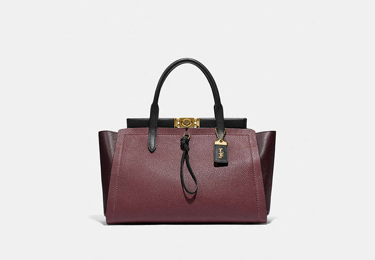 COACH®,TROUPE CARRYALL 35 IN COLORBLOCK,Leather,Large,Brass/Vintage Mauve Multi,Front View image number 0