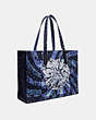 COACH®,TOTE 42 WITH KAFFE FASSETT PRINT,canvas,Large,Blue/Pewter,Angle View