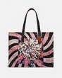 COACH®,TOTE 42 WITH KAFFE FASSETT PRINT,canvas,Large,V5/Cream,Front View