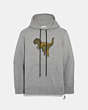 COACH®,REXY HOODIE,cotton,Heather Grey,Front View