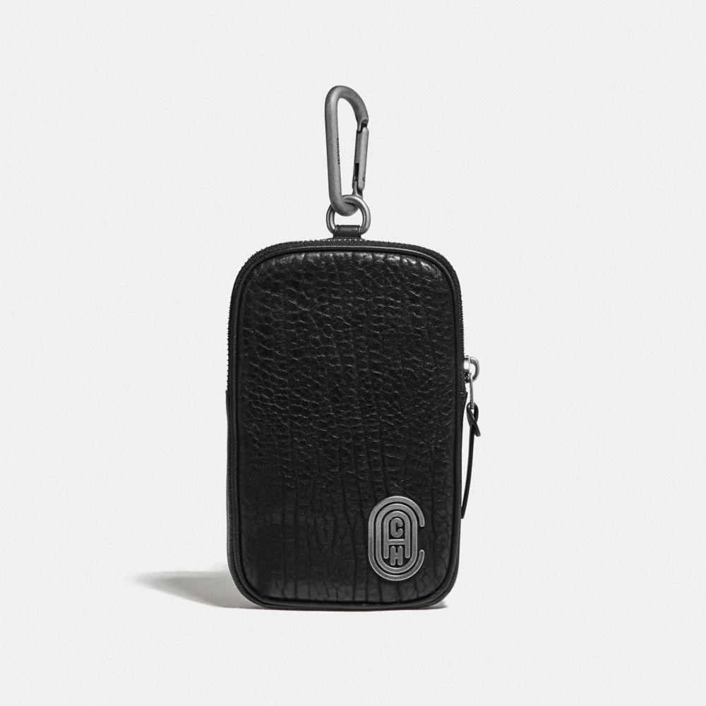 COACH®,HYBRID POUCH 10 WITH COACH PATCH,Leather,Black,Front View