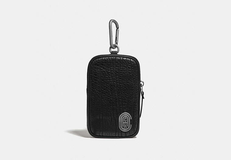 COACH®,HYBRID POUCH 10 WITH COACH PATCH,Leather,Black,Front View