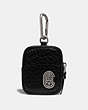 COACH®,HYBRID POUCH 8 WITH COACH PATCH,Leather,Black,Front View