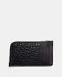 COACH®,L-ZIP CARD CASE WITH COACH PATCH,Leather,Black,Back View