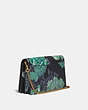 COACH®,CALLIE FOLDOVER CHAIN CLUTCH WITH KAFFE FASSETT PRINT,Leather,Mini,Brass/Green Multi,Angle View