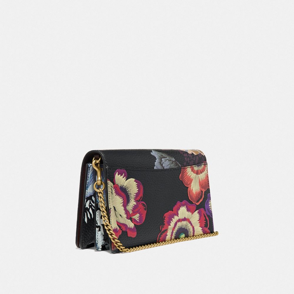 Callie foldover chain clutch in online signature canvas with kaffe fassett print