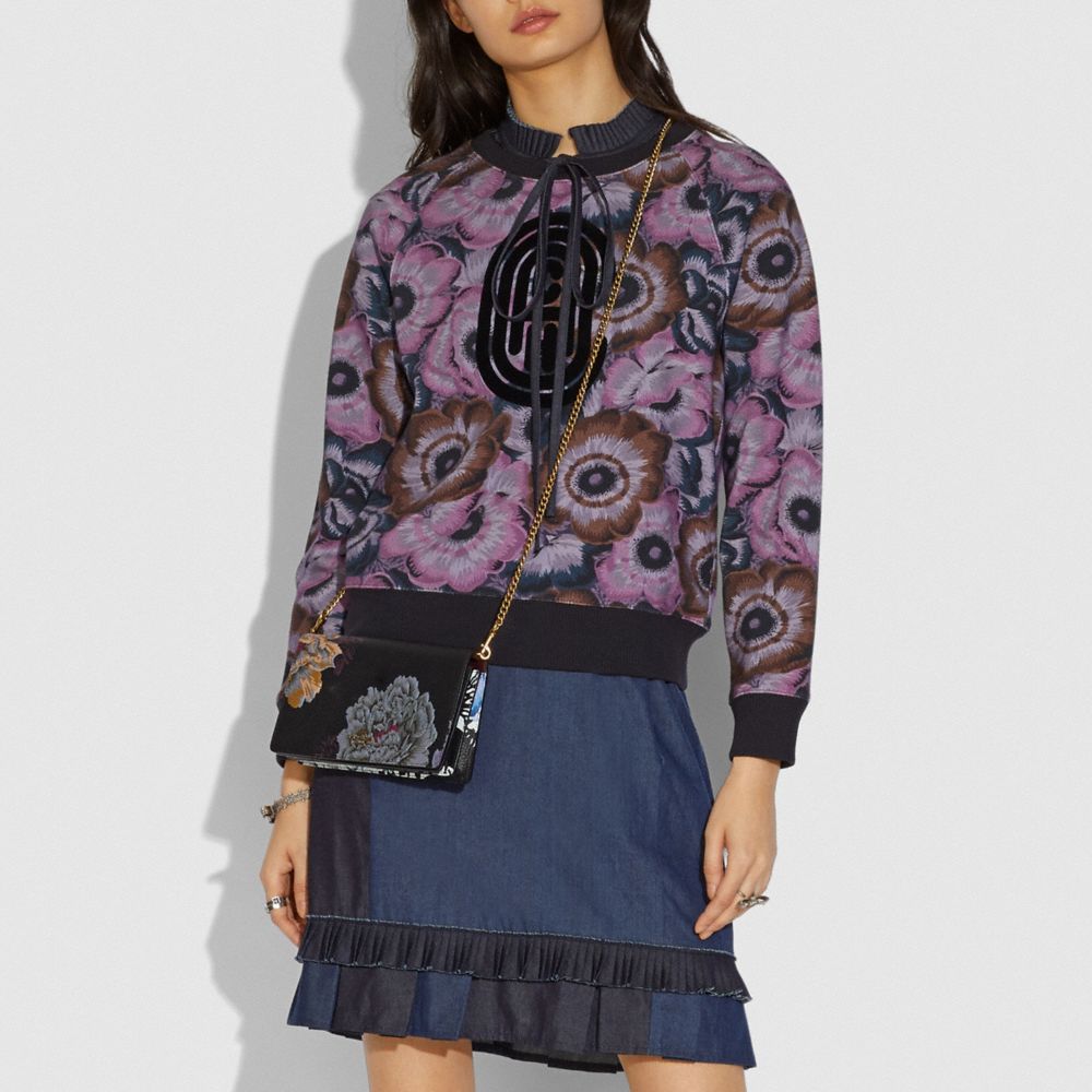 Callie foldover chain clutch in signature canvas with kaffe fassett print hotsell