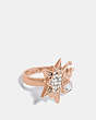 COACH®,SIGNATURE STAR RING,Plated Brass,Rose Gold/Grey,Front View