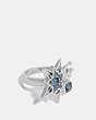 COACH®,SIGNATURE STAR RING,Plated Brass,Silver/Blue,Front View