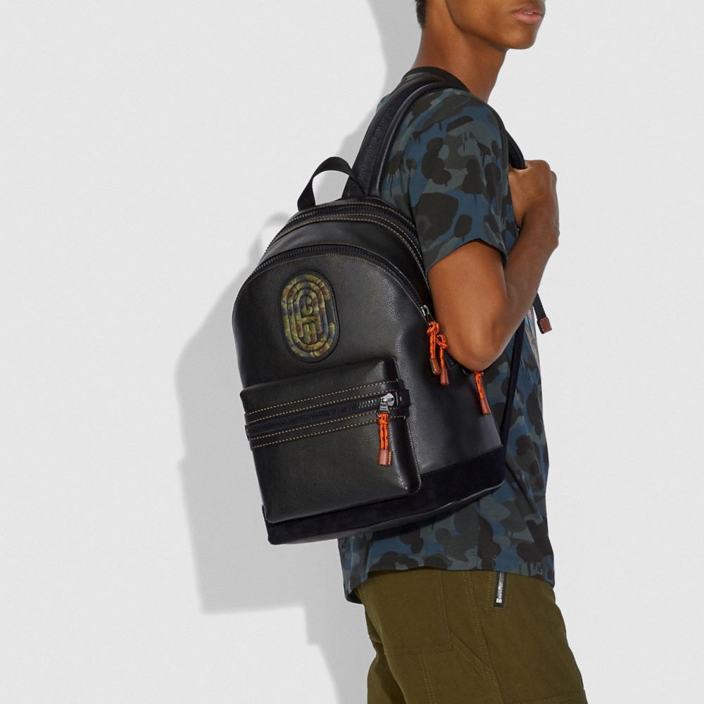 COACH®,Academy Backpack With Kaffe Fassett Coach Patch,,Detail View