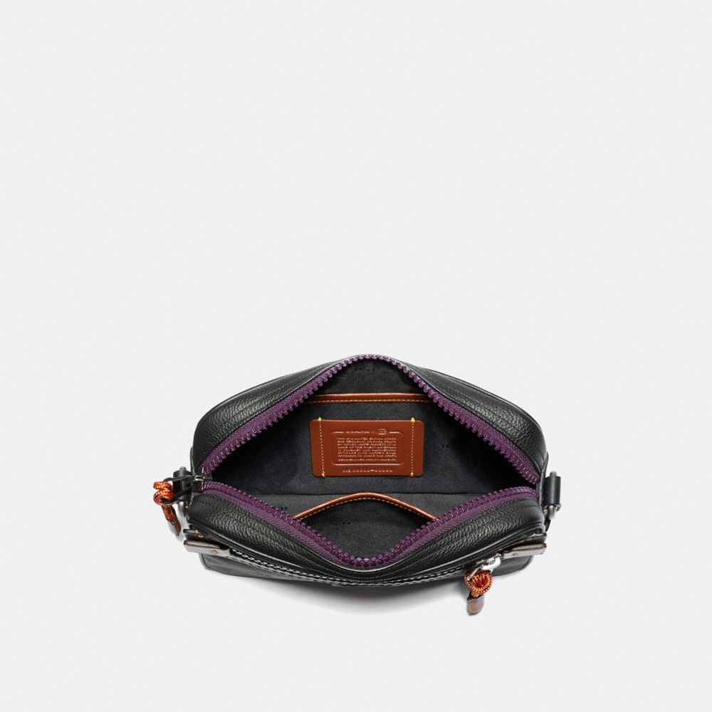 COACH®,Academy Crossbody With Camo Print And Kaffe Fassett Coach Patch,,Inside View,Top View