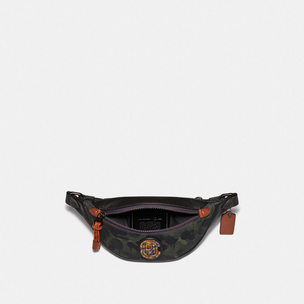 COACH®,Rivington Belt Bag 7 With Camo Print And Kaffe Fassett Coach Patch,,Inside View,Top View