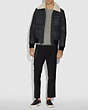 COACH®,SHEARLING BOMBER JACKET,wool,Dark Grey Plaid,Scale View