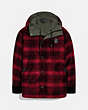 COACH®,REVERSIBLE PLAID JACKET,Nylon,MILITARY GREEN,Front View