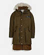 COACH®,SHEARLING CONVERTIBLE PARKA,Nylon,Olive,Front View
