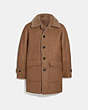 COACH®,REVERSIBLE SHEARLING COAT,Shearling,Biscuit,Front View