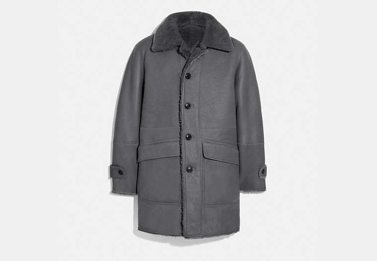 COACH®,REVERSIBLE SHEARLING COAT,Shearling,Iron,Front View image number 0