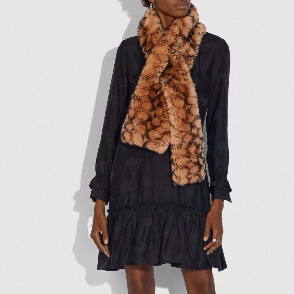 COACH®,Signature Shearling Muffler,,Angle View
