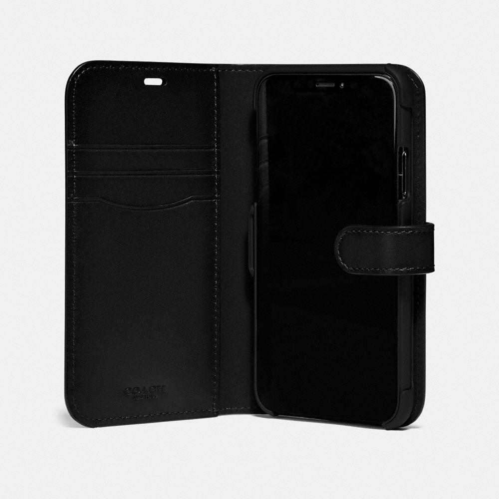 COACH®,IPHONE X/XS FOLIO IN SIGNATURE CANVAS,Coated Canvas,Charcoal,Inside View,Top View