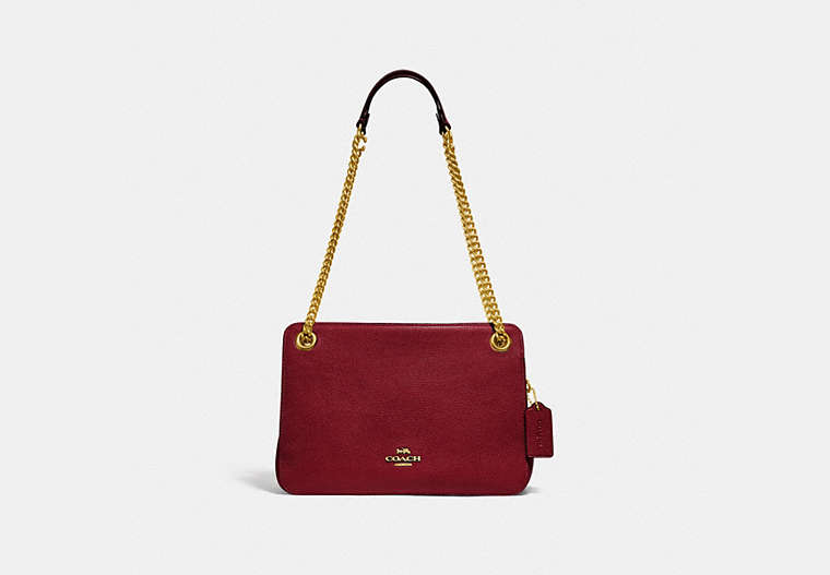COACH®,BRYANT CONVERTIBLE CARRYALL,Pebbled Leather,Large,Brass/Deep Red,Front View