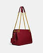COACH®,BRYANT CONVERTIBLE CARRYALL,Pebbled Leather,Large,Brass/Deep Red,Angle View