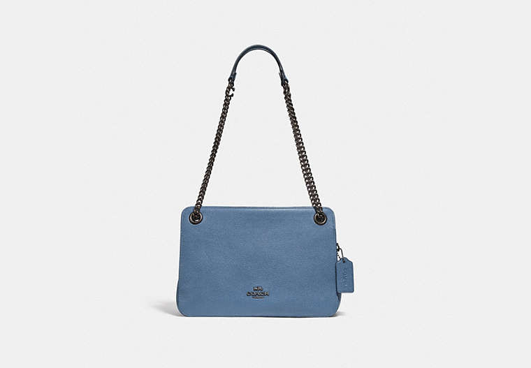 COACH®,BRYANT CONVERTIBLE CARRYALL,Pebbled Leather,Large,Pewter/Stone Blue,Front View
