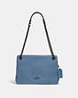 COACH®,BRYANT CONVERTIBLE CARRYALL,Pebbled Leather,Large,Pewter/Stone Blue,Front View