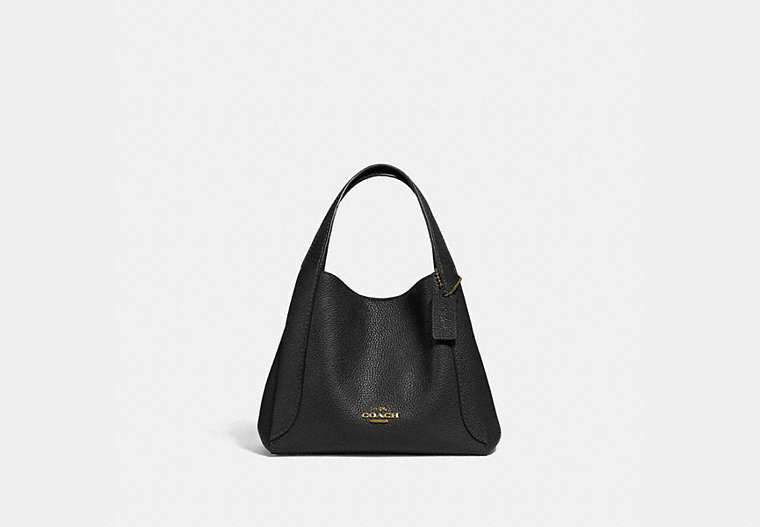 COACH®,HADLEY HOBO 21,Leather,Medium,Gold/Black,Front View image number 0