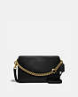 COACH®,SIGNATURE CHAIN CROSSBODY,Leather,Small,Brass/Black,Front View
