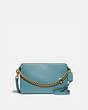 COACH®,SIGNATURE CHAIN CROSSBODY,Leather,Small,Brass/MARINE,Front View