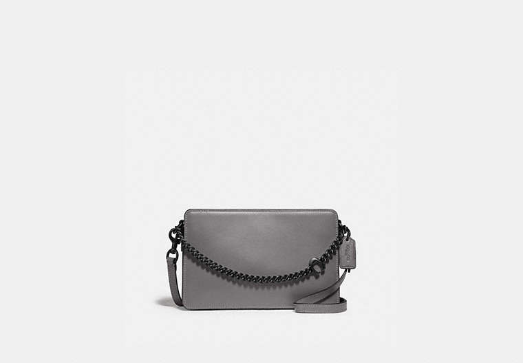 COACH®,SIGNATURE CHAIN CROSSBODY,Leather,Small,Pewter/Heather Grey,Front View