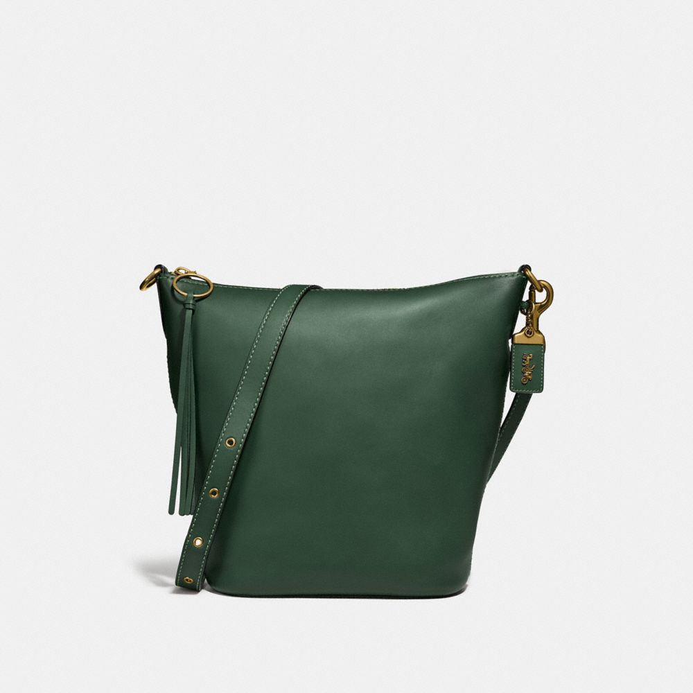 COACH®,DUFFLE,Leather,X-Large,Brass/Hunter Green,Front View