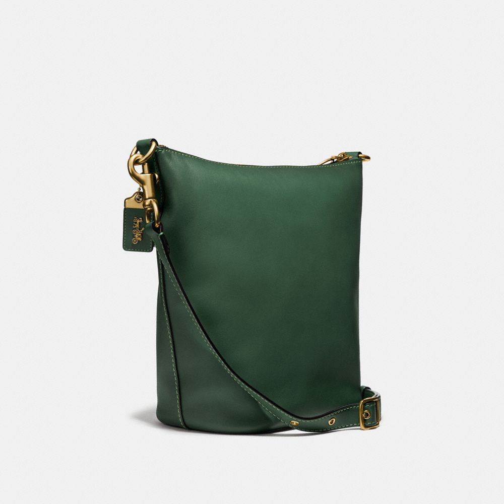 COACH®,DUFFLE,Leather,X-Large,Brass/Hunter Green,Angle View